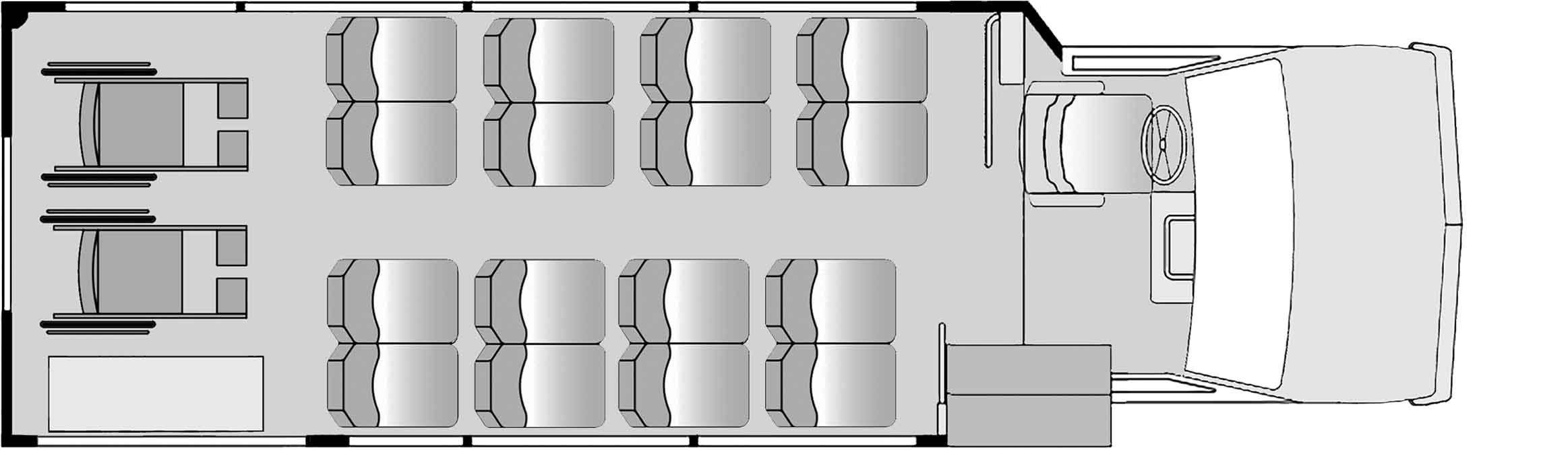 16 Passenger 2 Wheelchair Plus Driver Floorplan Image